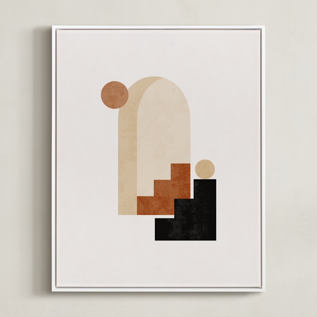 "Rustic Geometry 1" - Art Print in Terracotta by Iveta Angelova - Framed Canvas