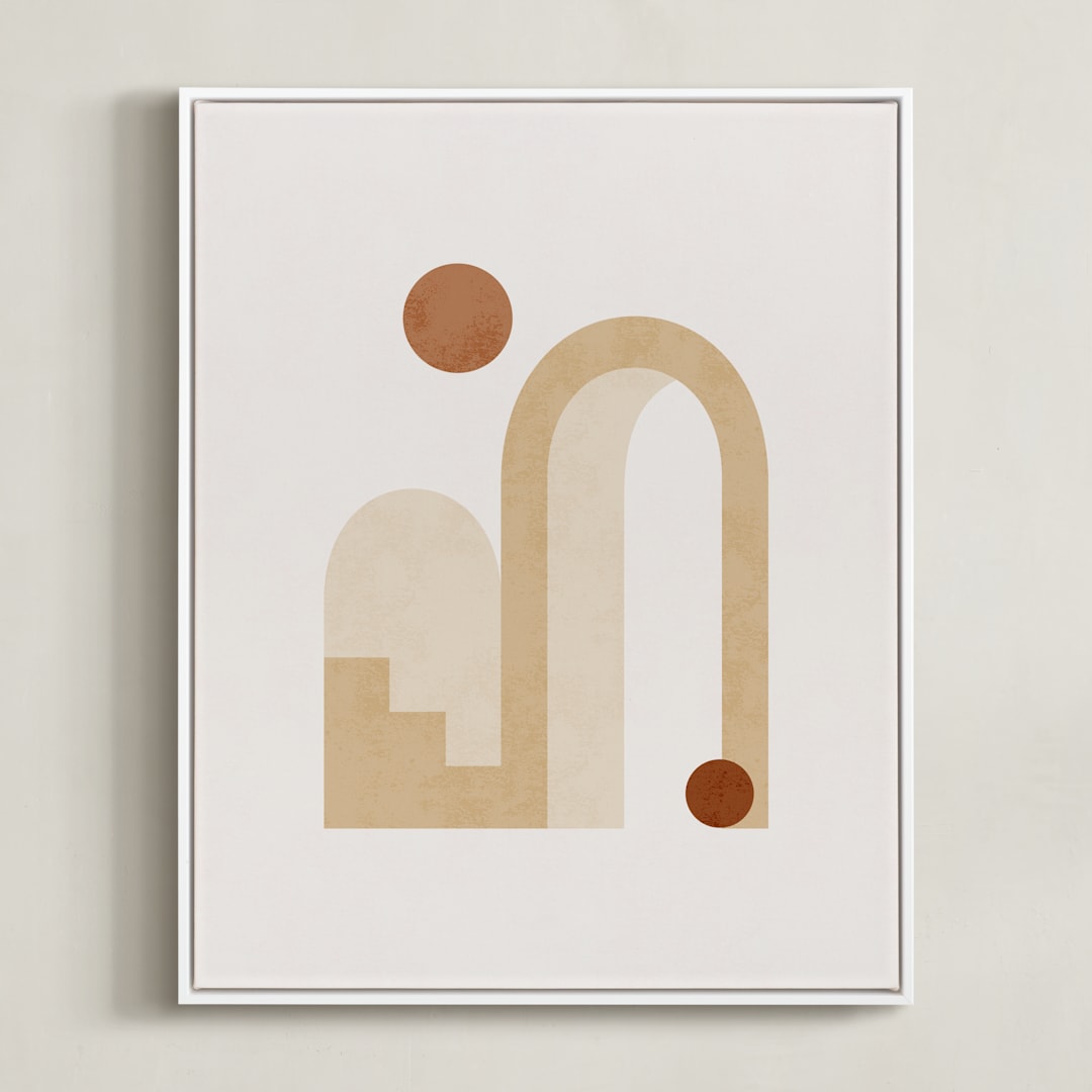 "Rustic Geometry 3" - Art Print in Terracotta by Iveta Angelova - Framed Canvas