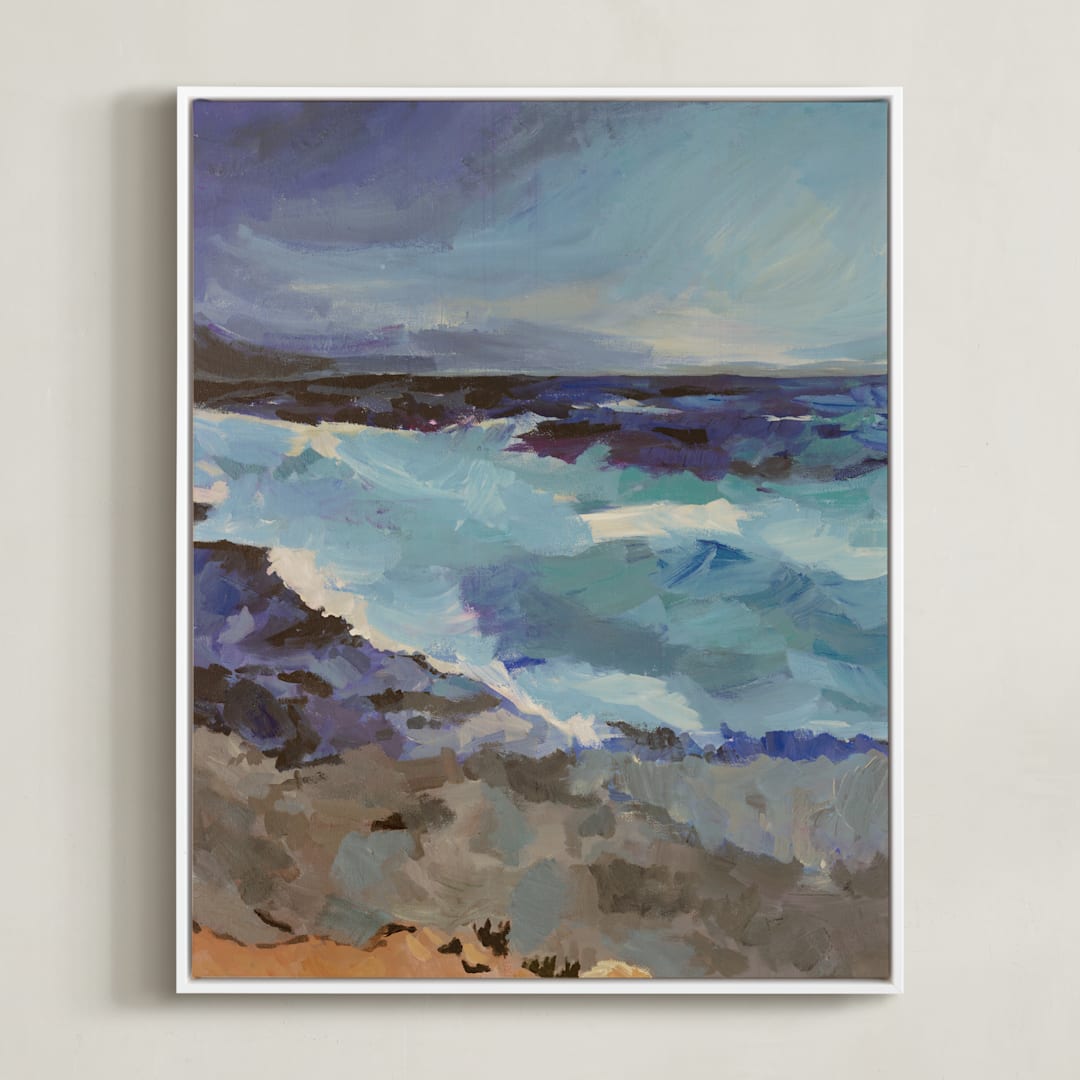 "West Coast" - Art Print in Cool Blues by Carol Dysart - Framed Canvas