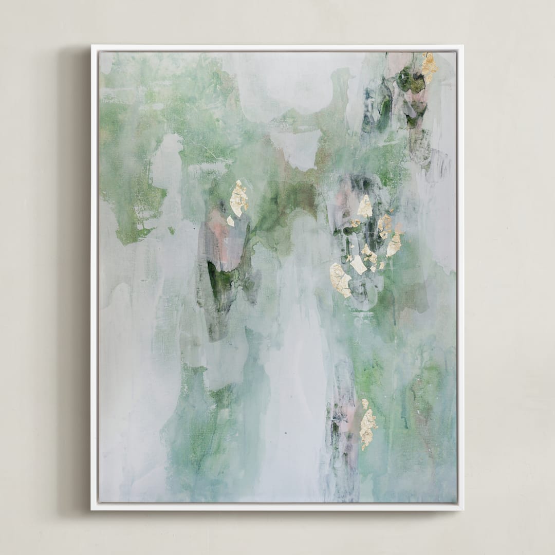 "Leaf It Alone" - Art Print in Sage Green by Christine Olmstead - Framed Canvas