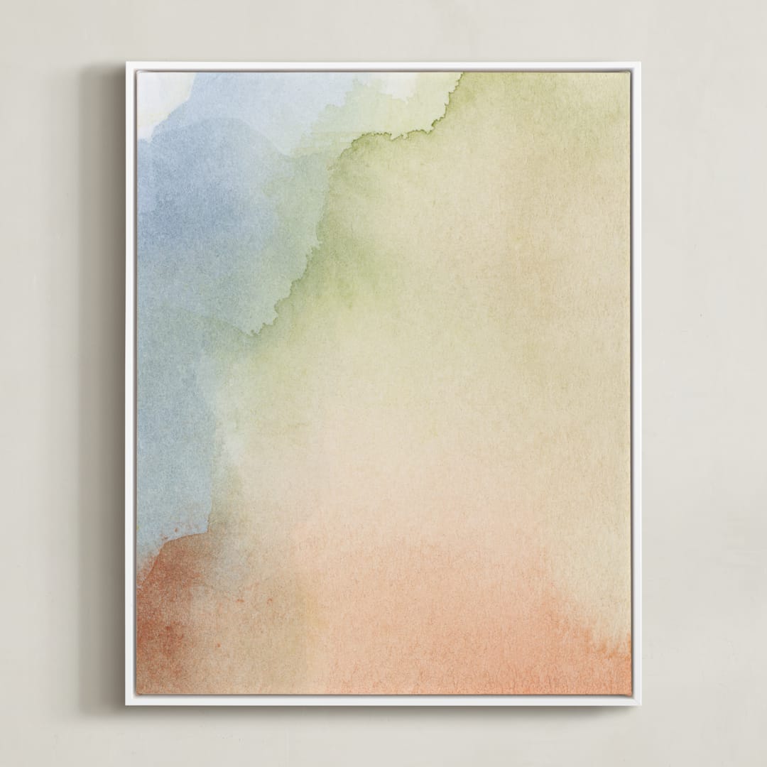 "Somewhere" - Art Print in Warm Pale Green by Artsy Canvas Girl Designs - Framed Canvas