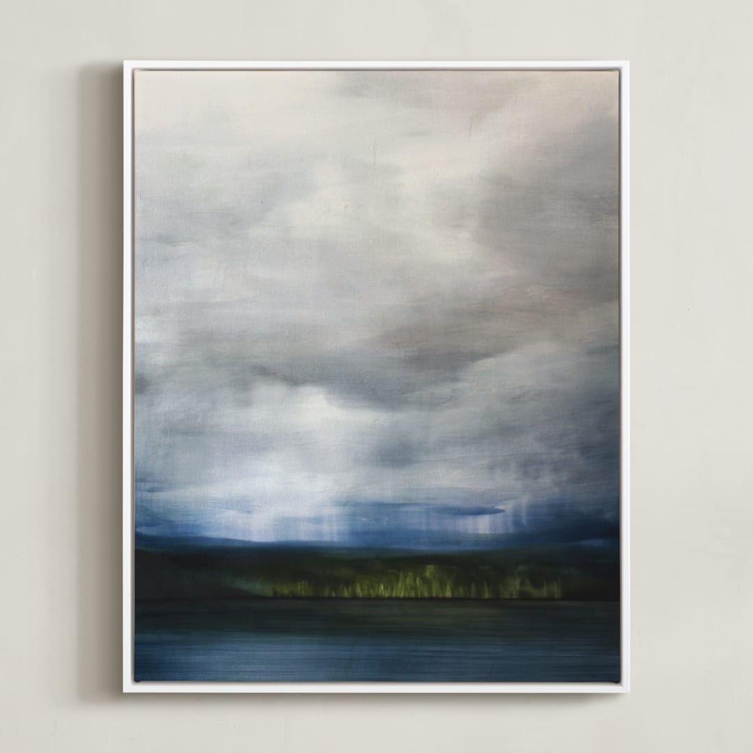 "Rain and Light" - Art Print in Rain Blue by Brian Sostrom - Framed Canvas