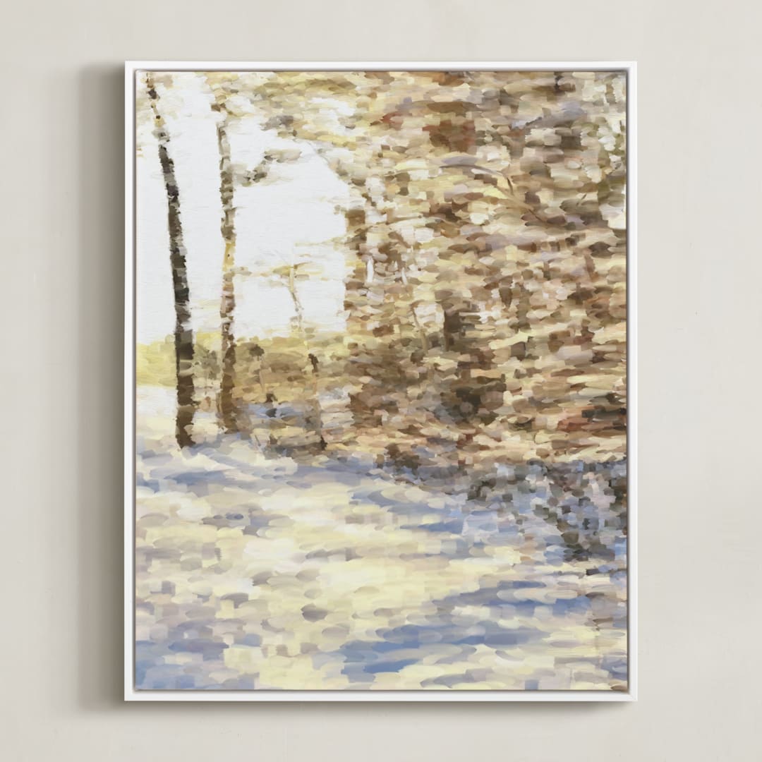 "Winter Walk" - Art Print in Gold Orche by Amy Hall - Framed Canvas