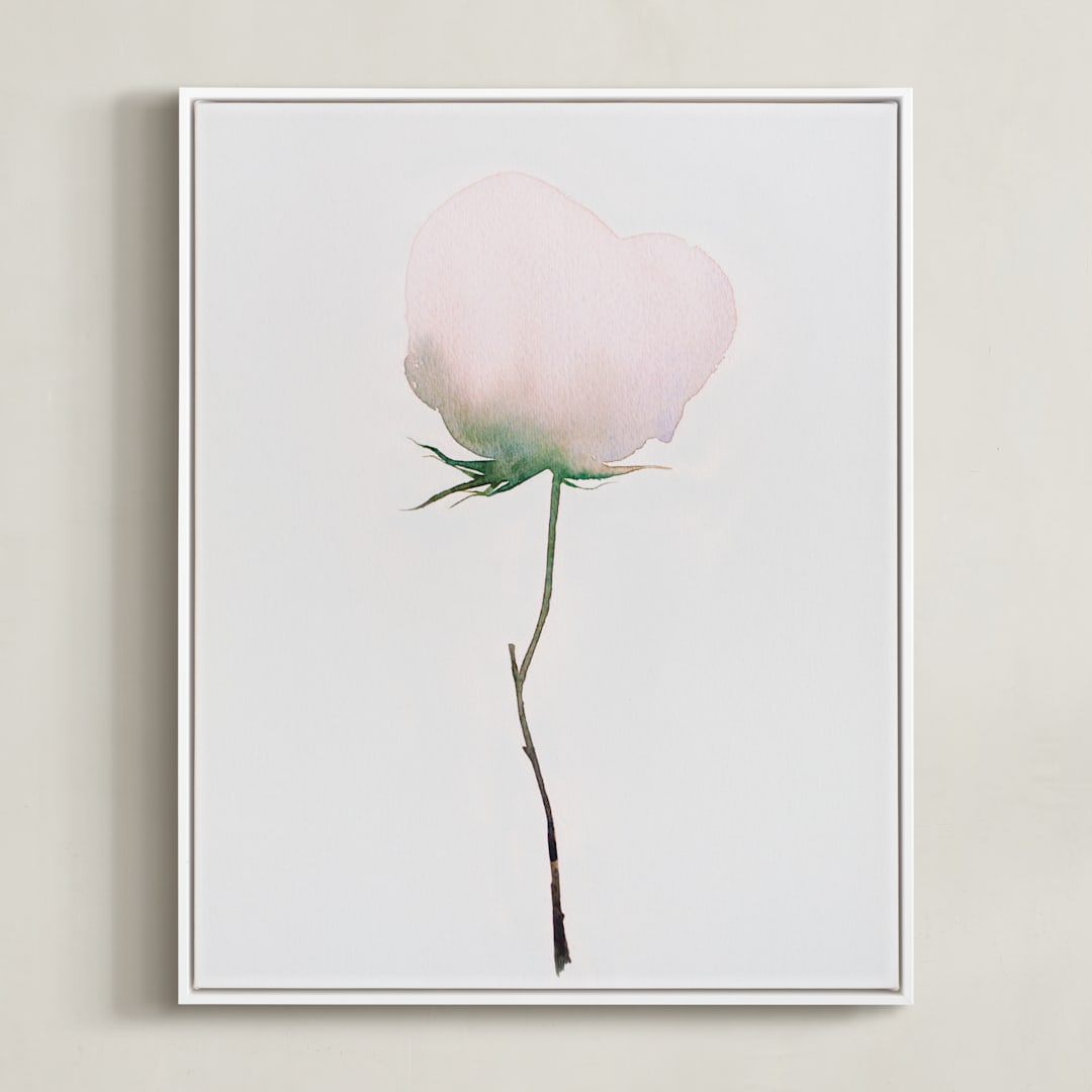"Budding Peony" - Art Print in Pale Peony by jinseikou - Framed Canvas