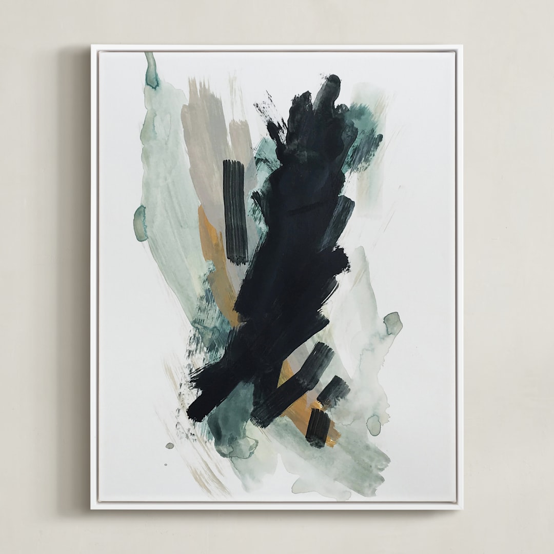 "Mark No. 5" - Art Print in Navy Blue by Kara Schlabaugh - Framed Canvas