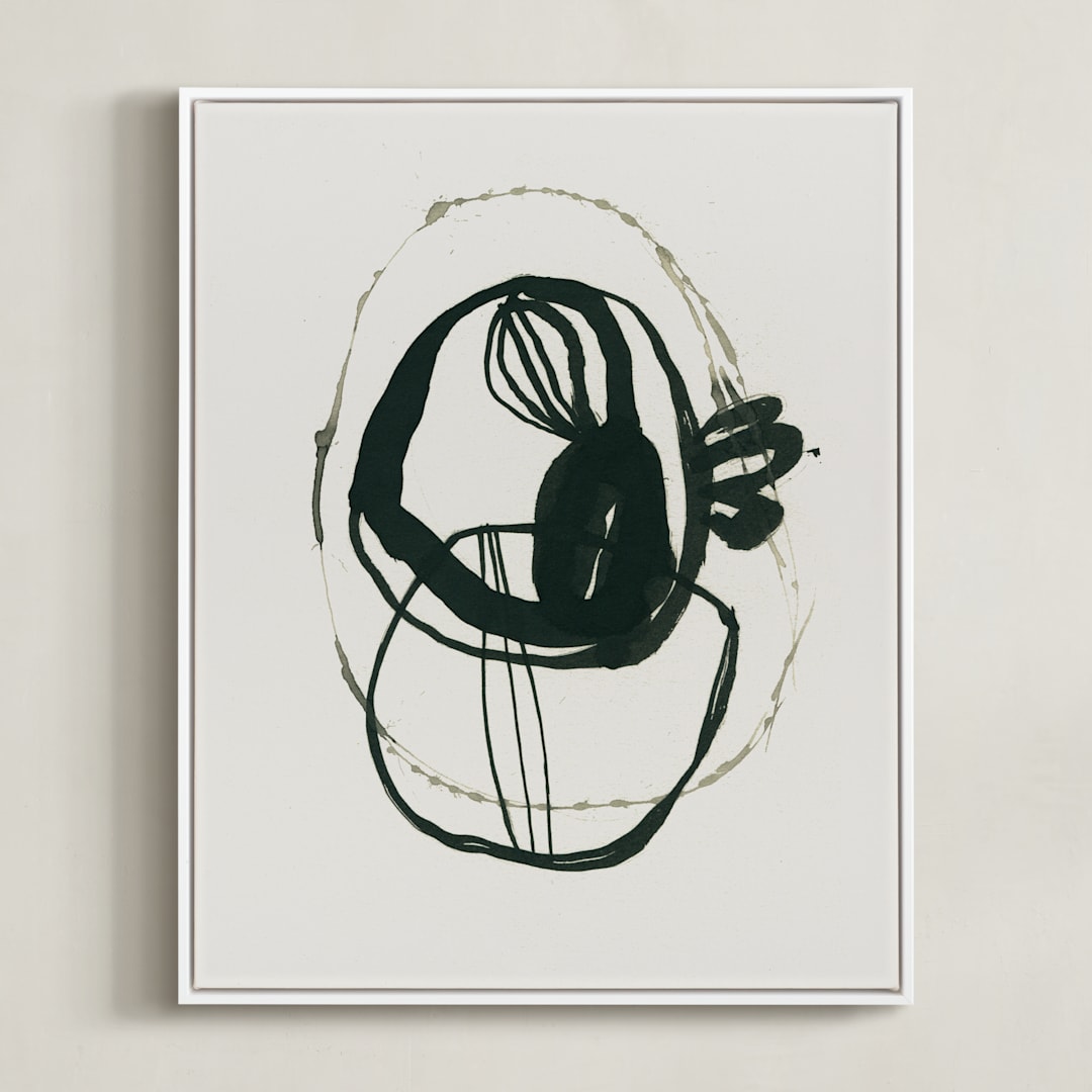 "Black 03" - Art Print in black, white, beige by Catilustre - Framed Canvas