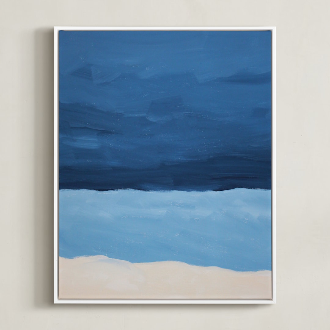 "Blue Horizon" - Art Print in deep blue by Colleen Ehrlich - Framed Canvas