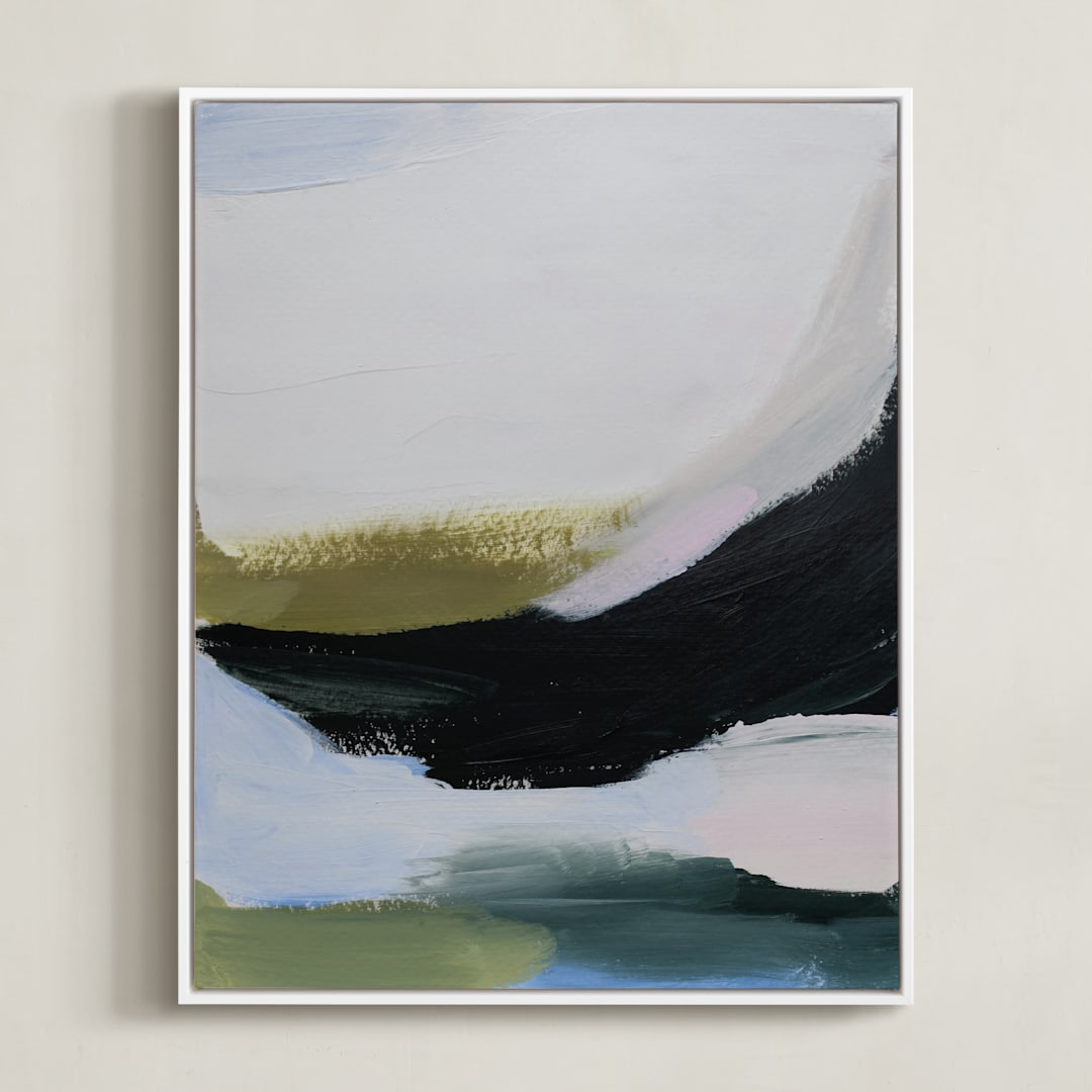 "Elemental layers" - Art Print in Olive by Melanie Severin - Framed Canvas