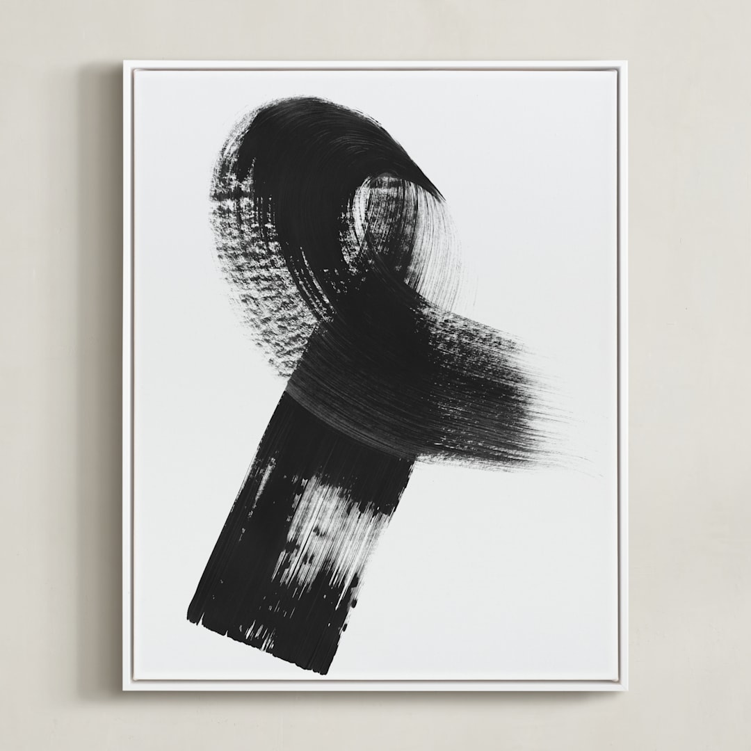 "Swash" - Art Print in Charcoal by MinimalType - Framed Canvas