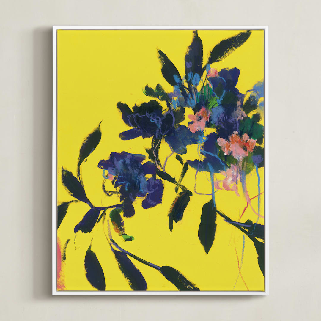 "Sunwards" - Art Print in Marigold by Sonal Nathwani - Framed Canvas