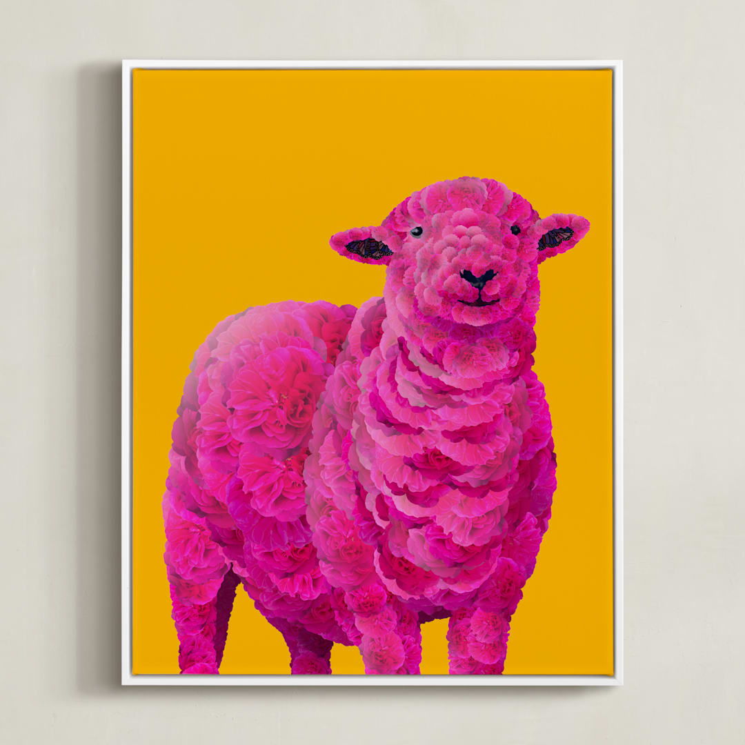 "Fiona" - Art Print in Mustard Yellow by Laura Gatewood - Framed Canvas