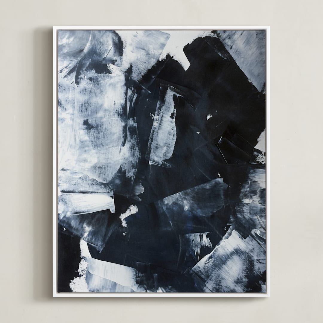 "Stormy Seas 03" - Art Print in Navy Blue by Sara Kraus - Framed Canvas