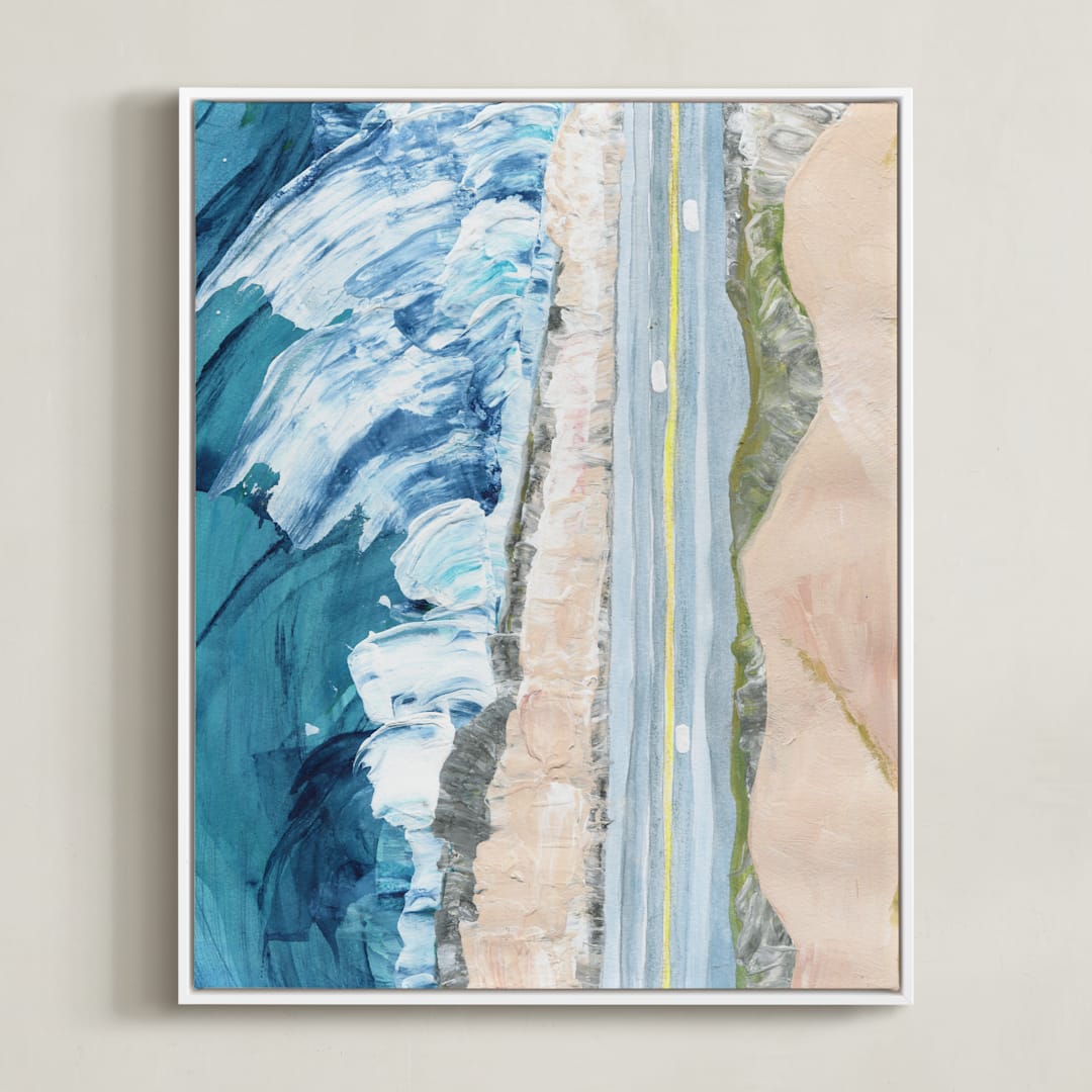 "Pacific Coast Highway" - Art Print in Pacific Teal by Denise Wong - Framed Canvas