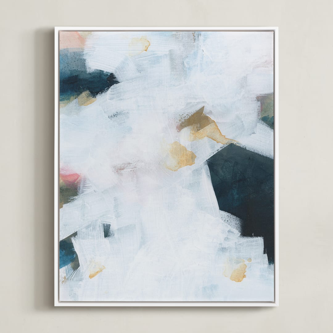 "Betwixt & Between I" - Art Print in Dark Blue by M Gloria Hunter - Framed Canvas