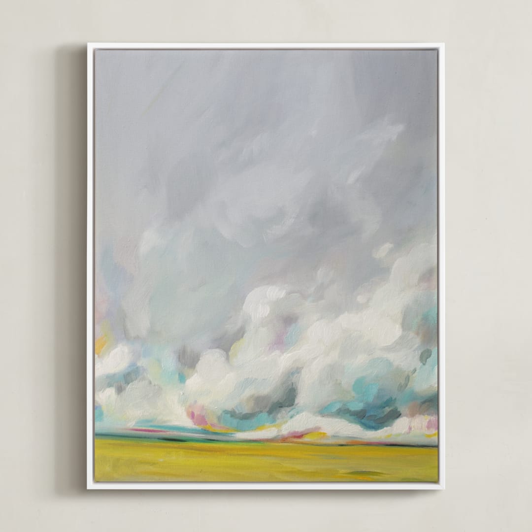 "Mid-summertime" - Art Print in Golden Yellow by Emily Jeffords - Framed Canvas