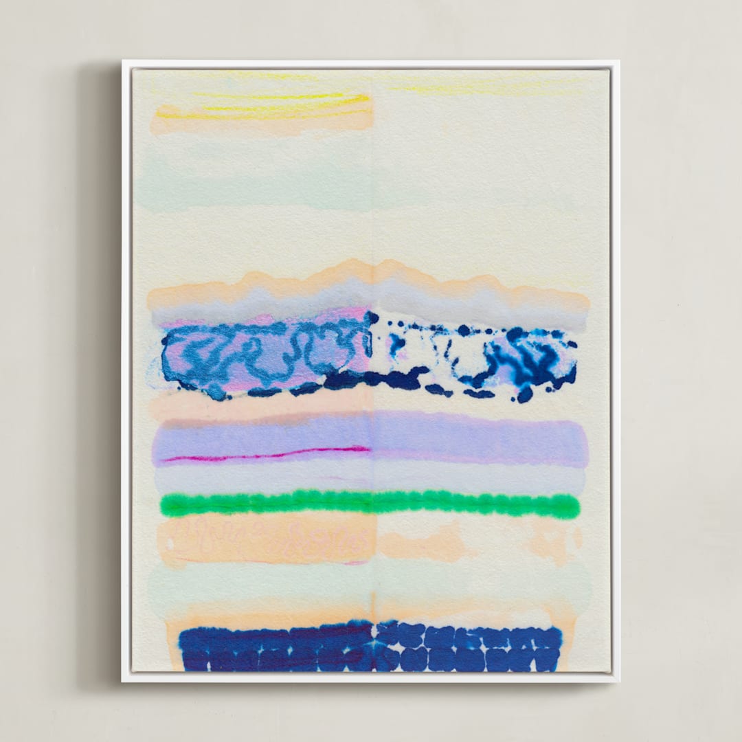 "Happy Inside" - Art Print in Apricot Sunshine by HAPI ART - Framed Canvas