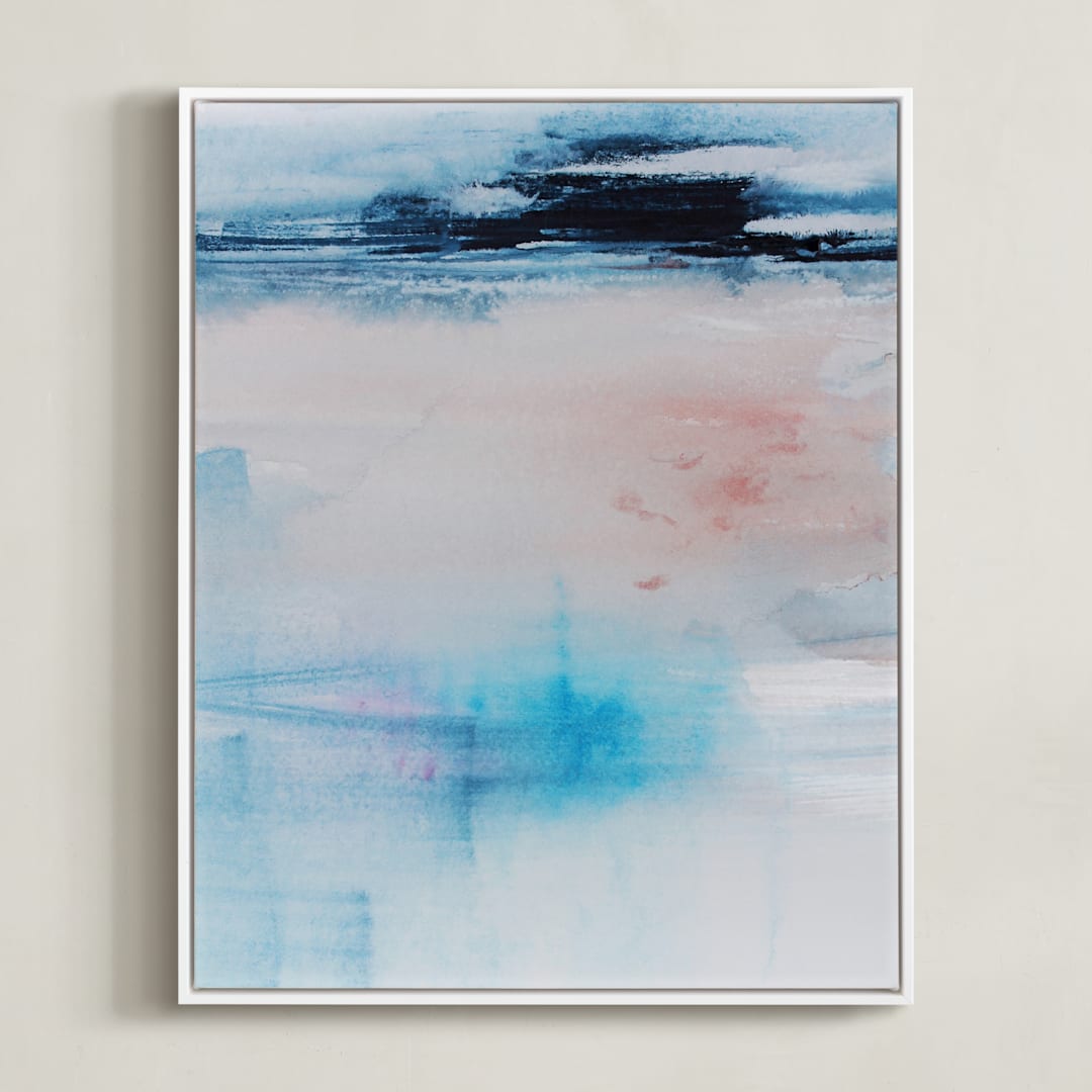 "Acceptance" - Art Print in Batik Blue by Karen Kaul - Framed Canvas