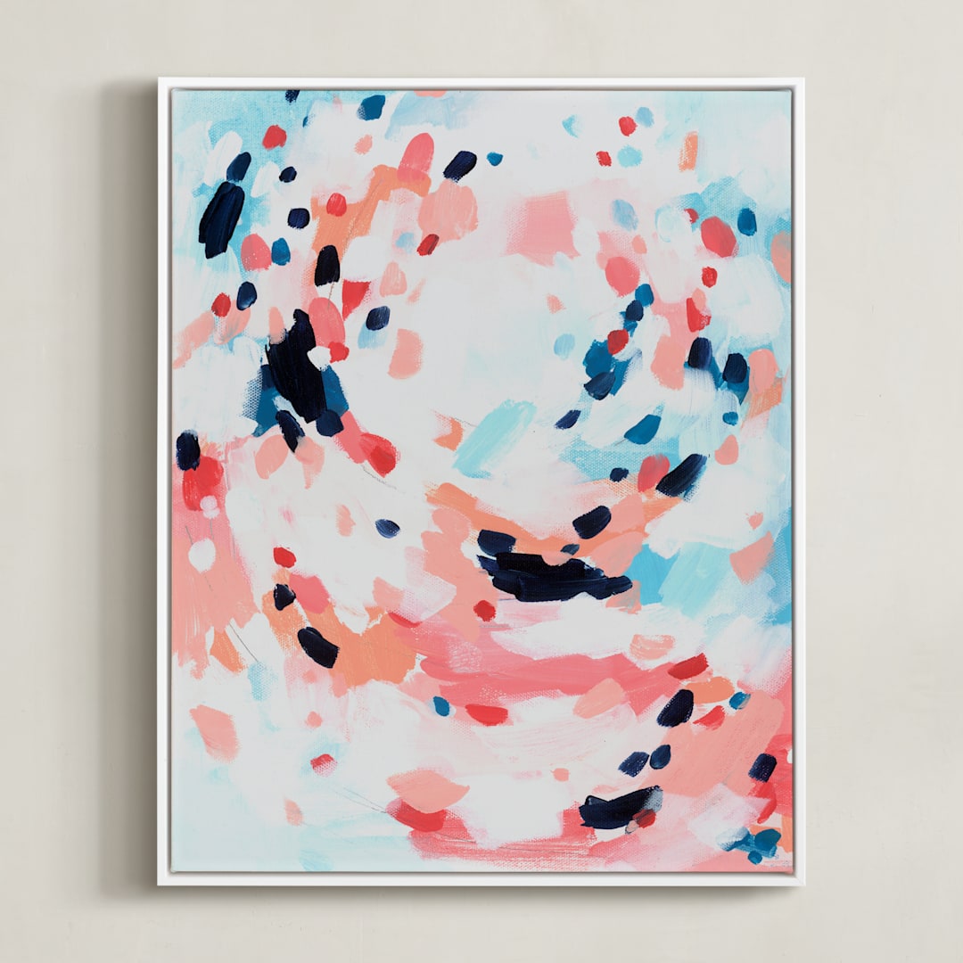 "Grapefruity" - Art Print in Coral by Katie Craig - Framed Canvas