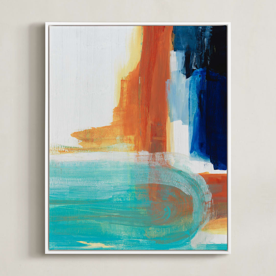 "Wave I" - Art Print in White by Gina Perillo - Framed Canvas