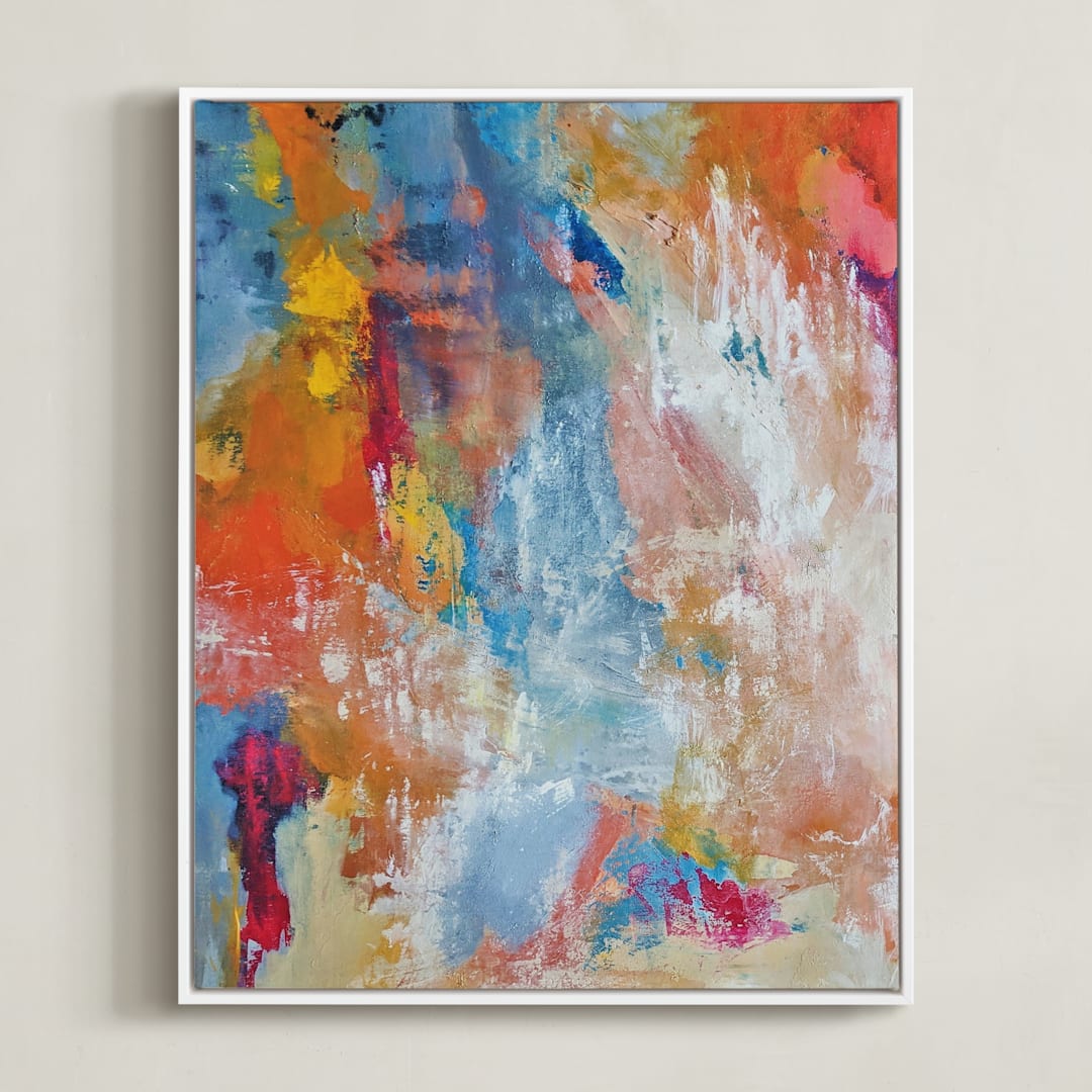 "Retract" - Art Print in White by LaDara McKinnon - Framed Canvas