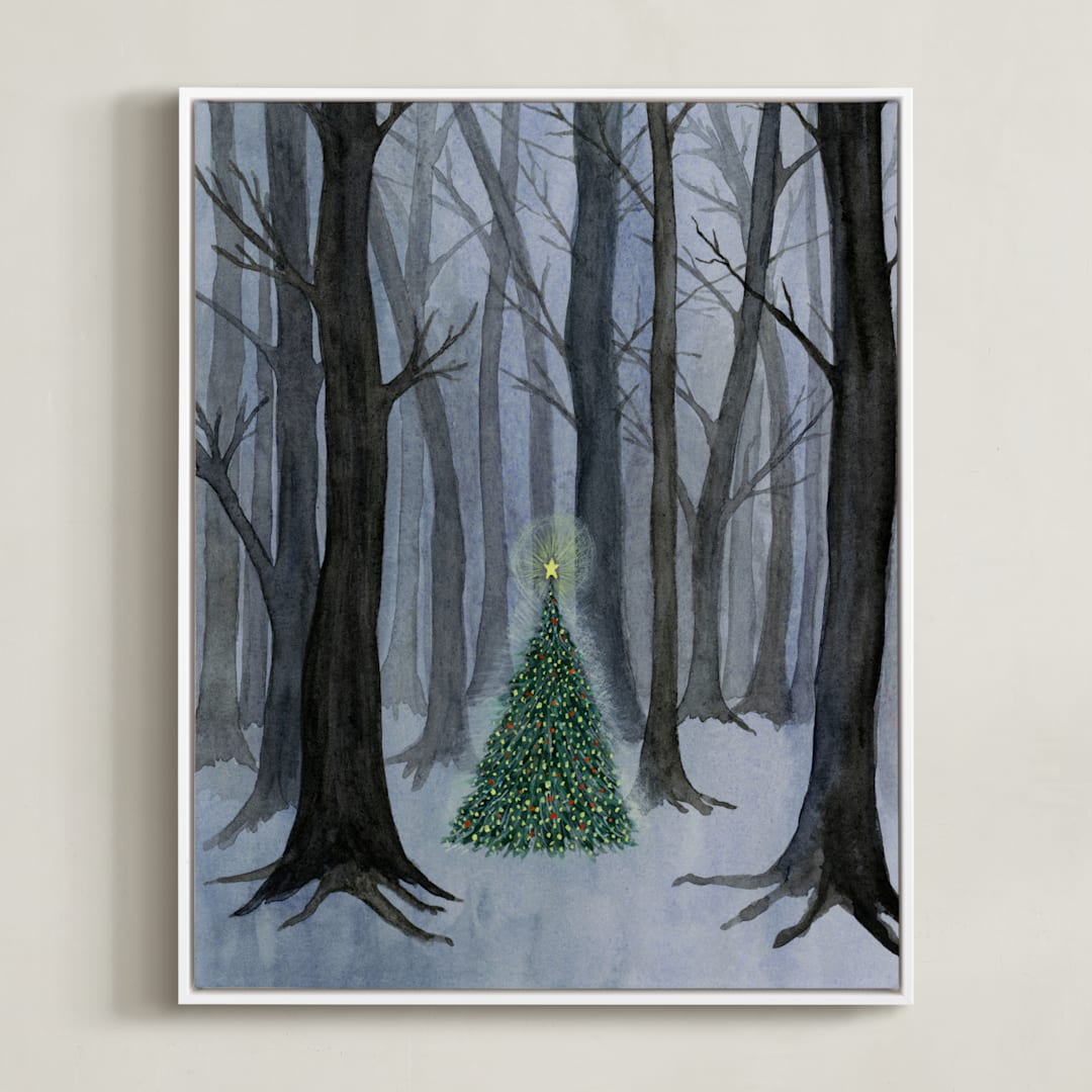 "Silent Night Woods" - Art Print in Winter by Karina Racz - Framed Canvas