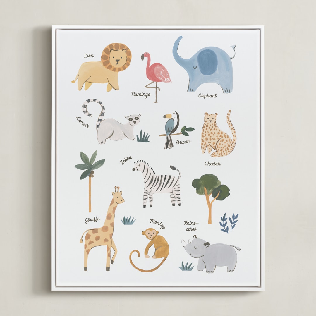 "Safari Friends 1" - Art Print in Safari by Teju Reval - Framed Canvas