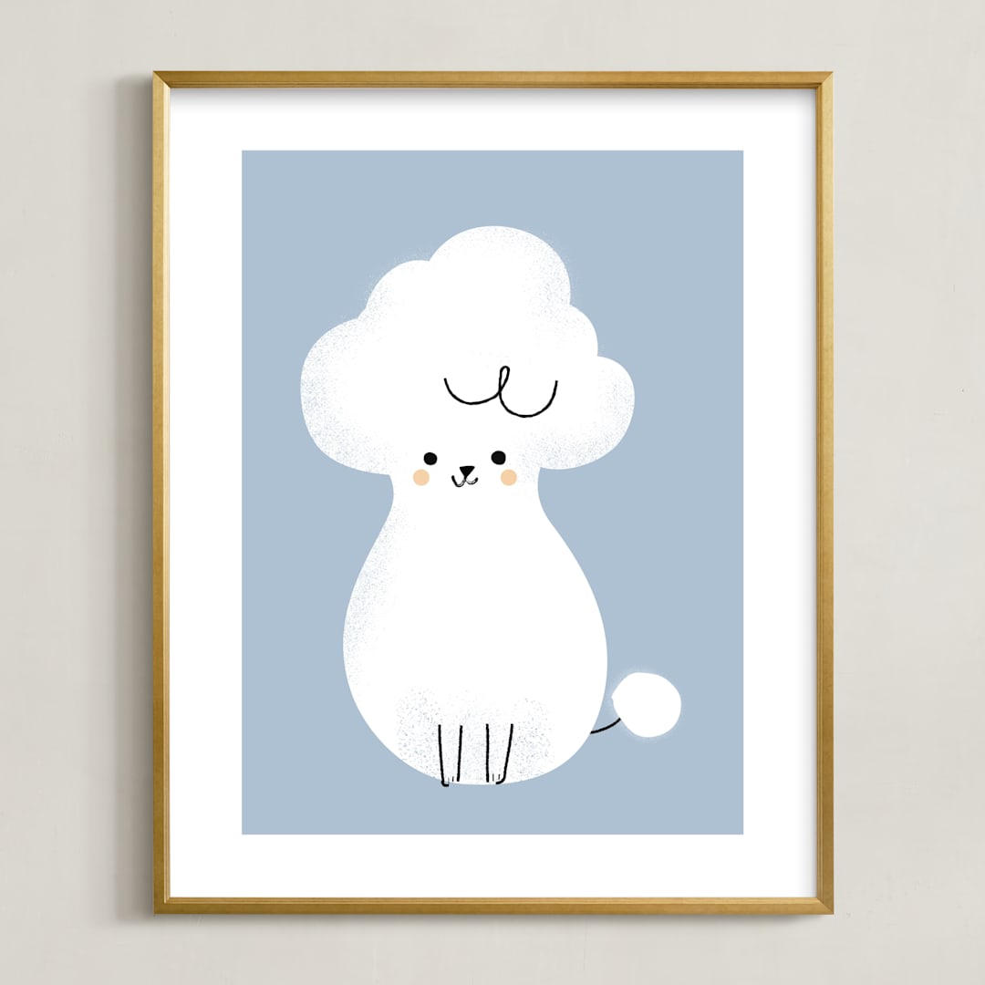 "Poodle" - Art Print in Slate by Lori Wemple - Framed