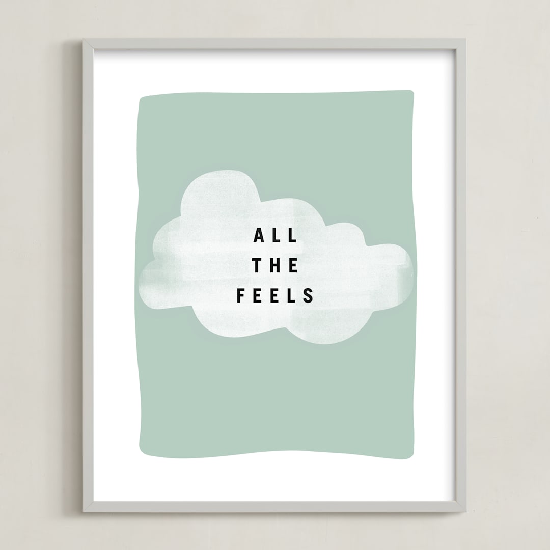 "all the feels" - Art Print in aqua by Lindsay Stetson Thompson - Framed