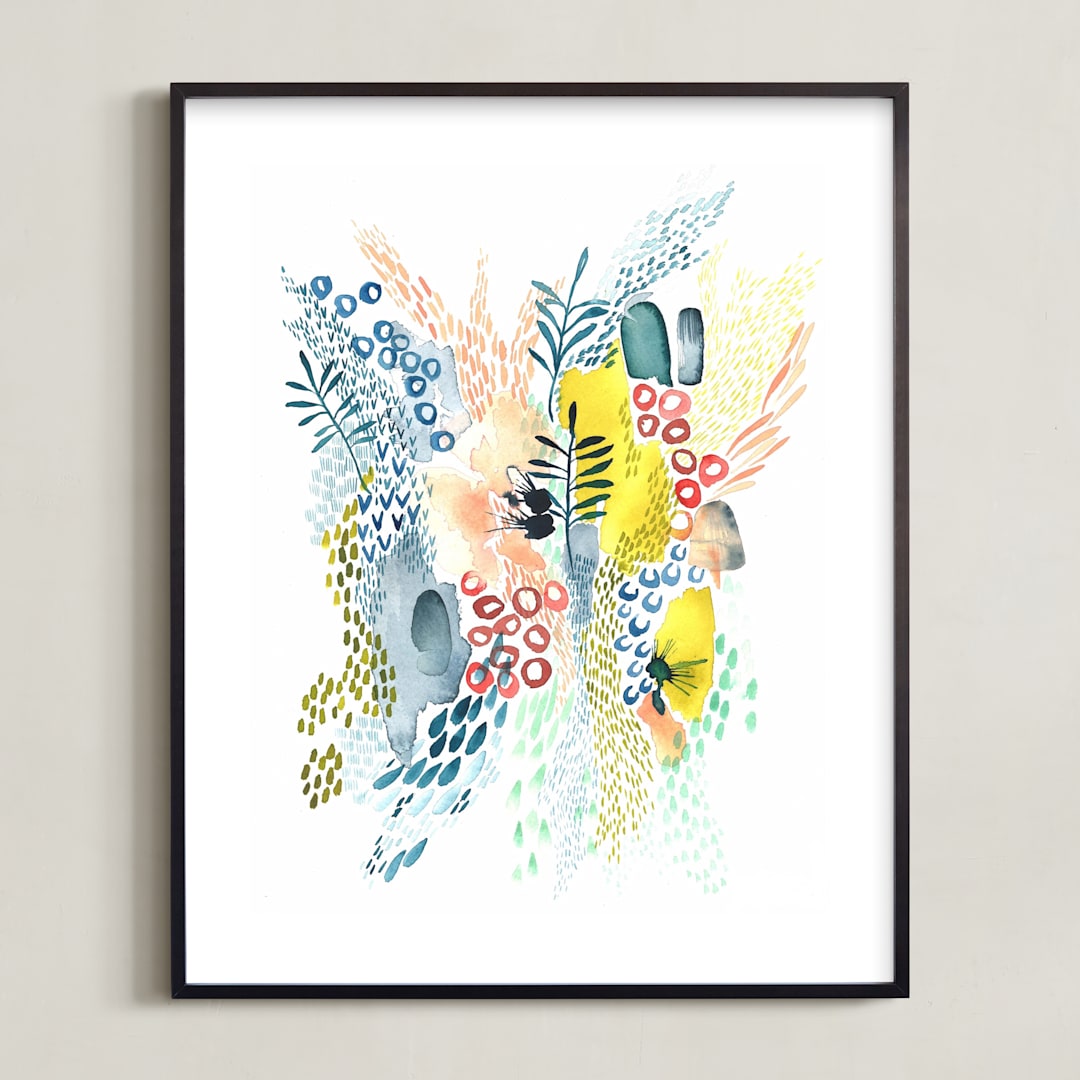 "Desert Patterns" - Art Print in Citron by Kara Aina - Framed
