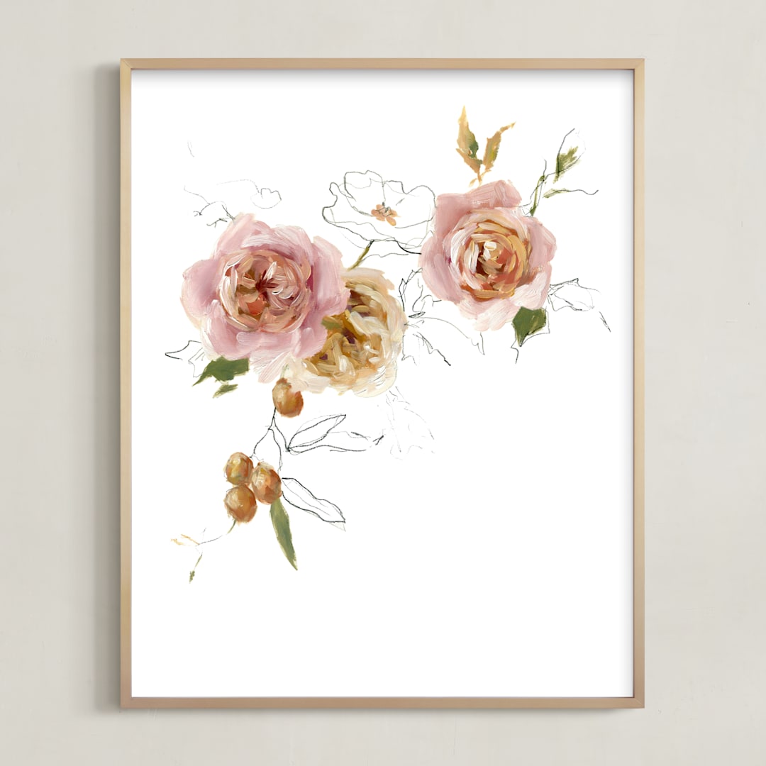 "Apricot & Gold" - Art Print in Apricot & Gold by Jess Blazejewski - Framed
