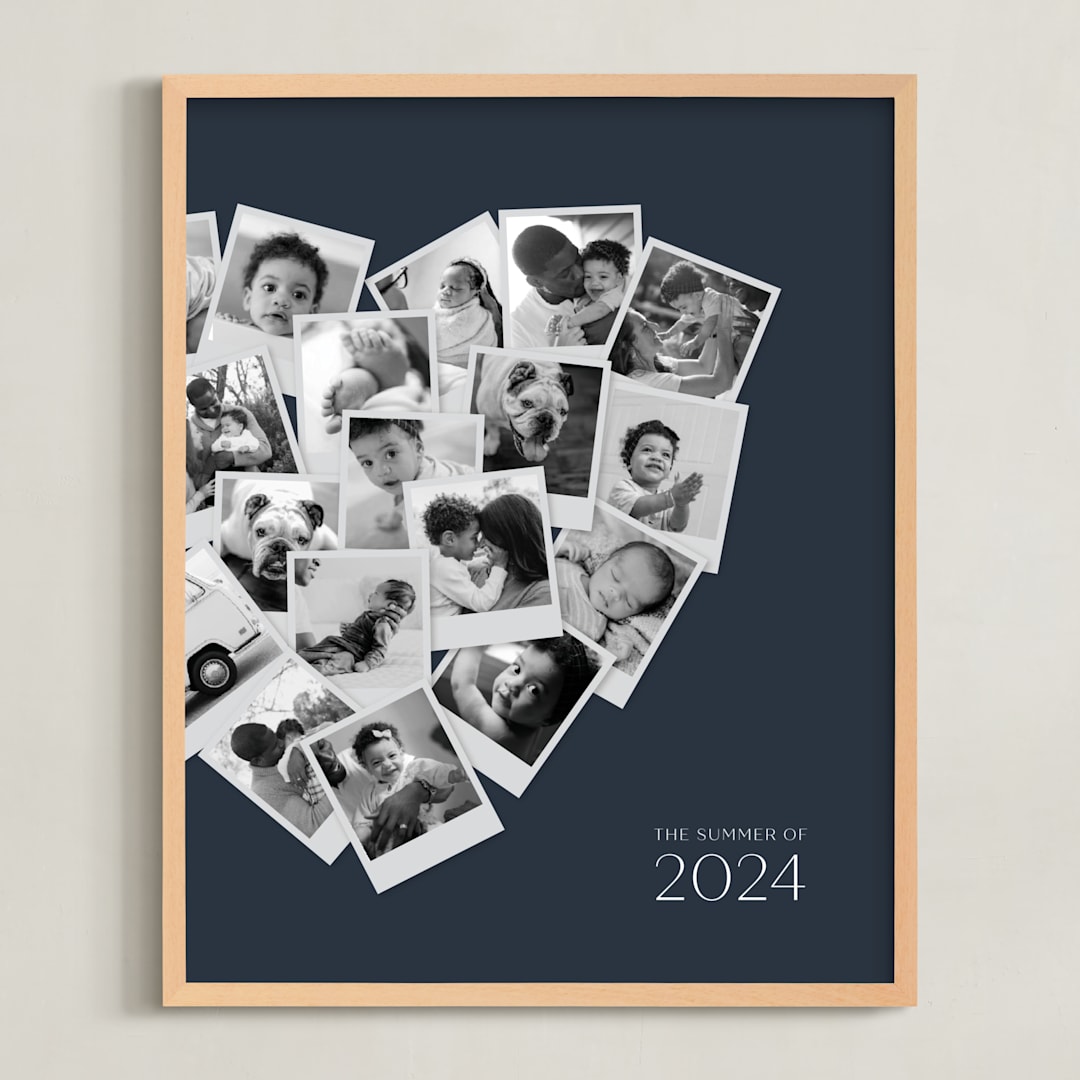 "Modern Heart Snapshot Mix® Cool Tones" - Framed Photo in Midnight Blue by Minted - Framed