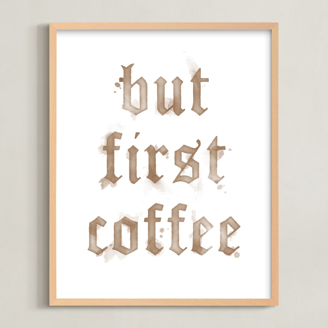 "Coffee Time" - Art Print in Medium Roast by GeekInk Design - Framed