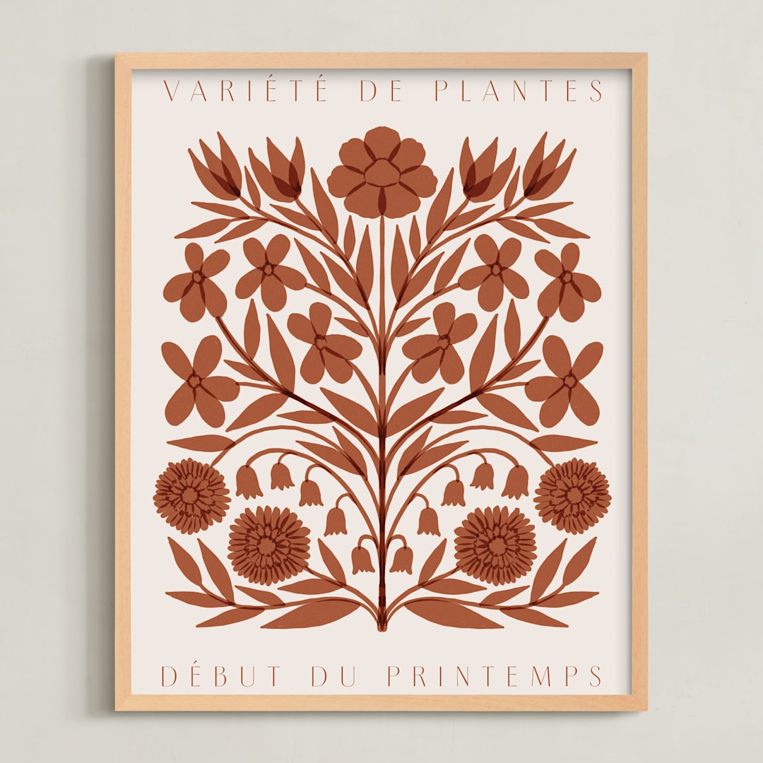 "Les Plantes I" - Art Print in Rust by Katharine Watson - Framed