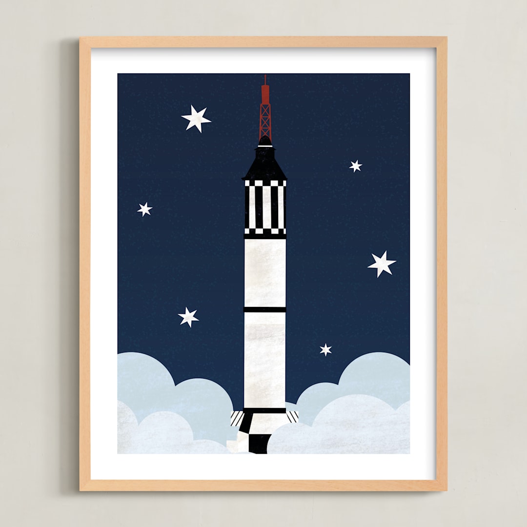 "To The Stars" - Art Print in neptune by Kamala Nahas - Framed