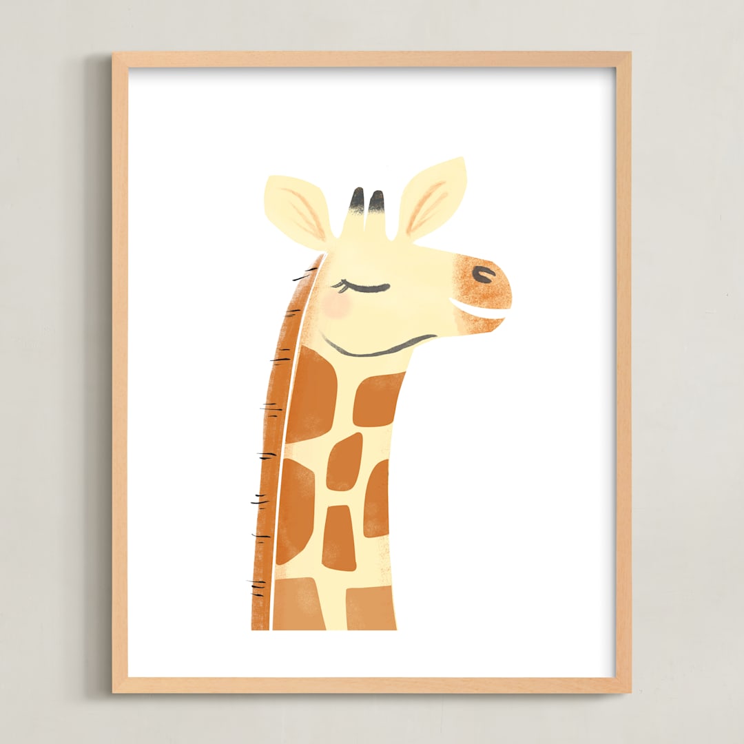 "Giraffe" - Art Print in Butter by Itsy Belle Studio - Framed
