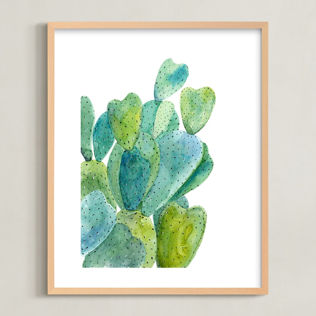 "Cacti" - Art Print in Cactus green by Alexandra Dzh - Framed