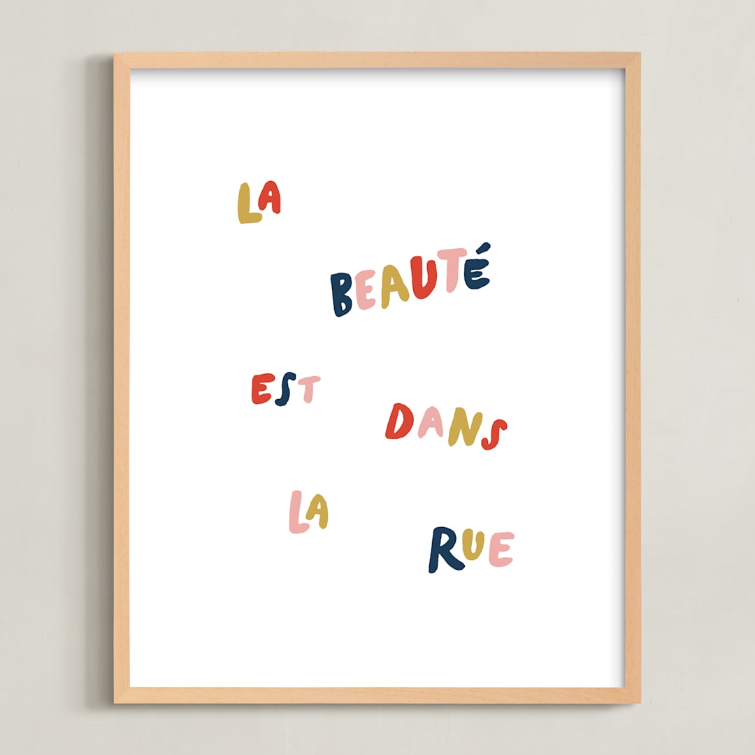 "Beauty is in the Street" - Art Print in Navy by June Letters Studio - Framed