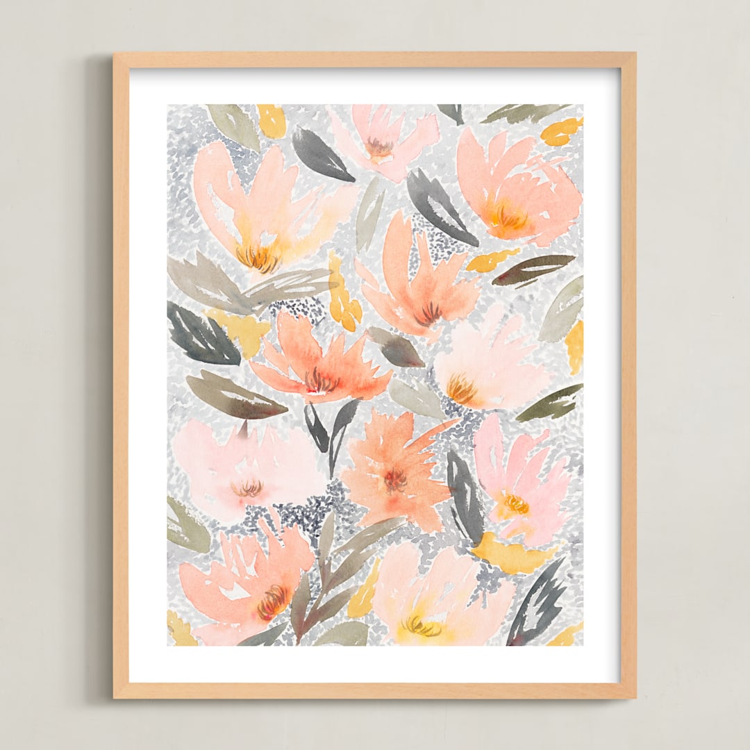 "Speckled Garden" - Art Print in White by Whitney Rainsdon - Framed