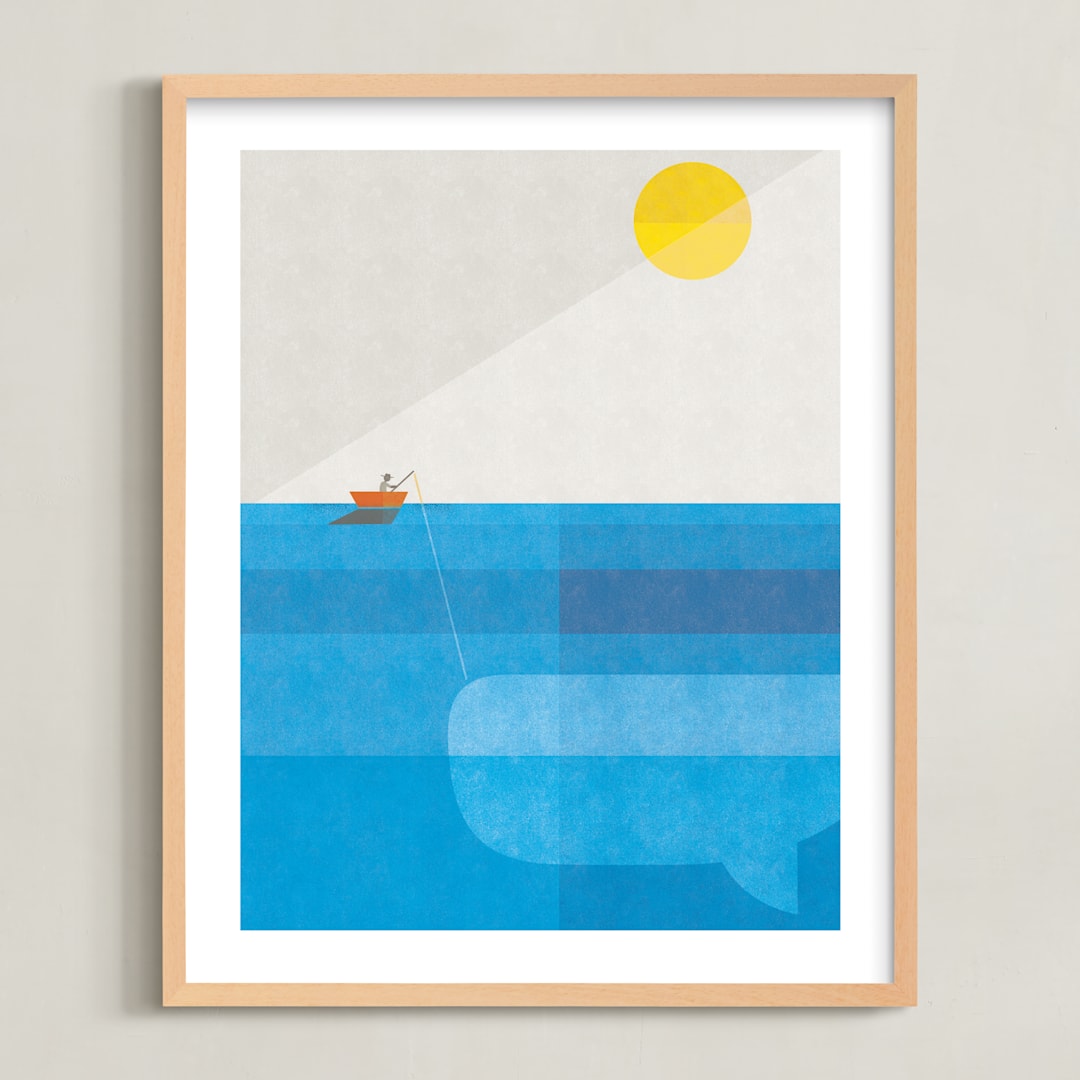 "Deep Sea Voyage" - Art Print in Azure by Robert and Stella - Framed