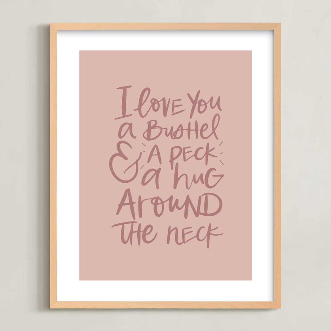 "A Bushel and a Peck" - Art Print in Dusty Rose by Amanda Houston - Framed