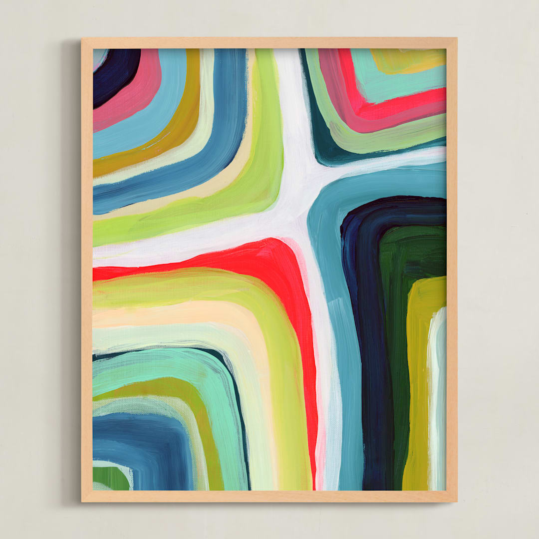 "Seventies Memories" - Art Print in Cream Background by Lauren Rutley - Framed
