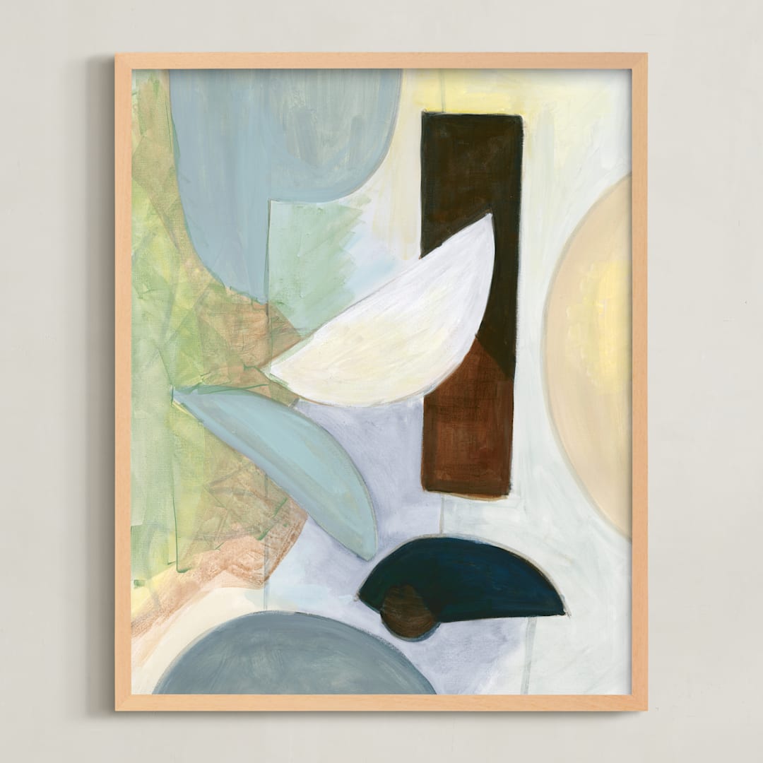 "April Abstract" - Art Print in Chalk Blue by Lisa Travis - Framed