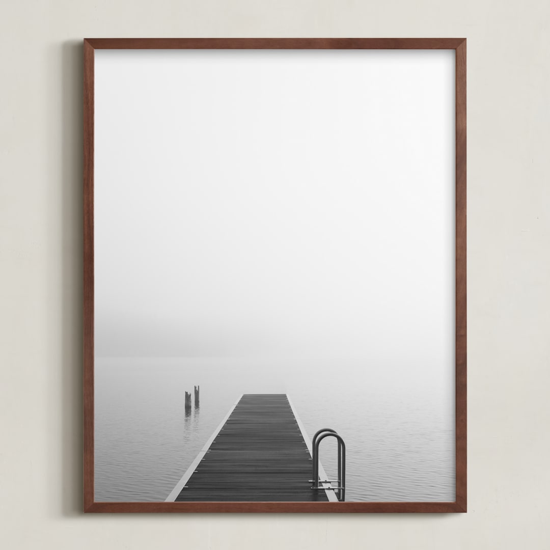 "The Edge" - Art Print in Light Grey by Jennifer Morrow - Framed