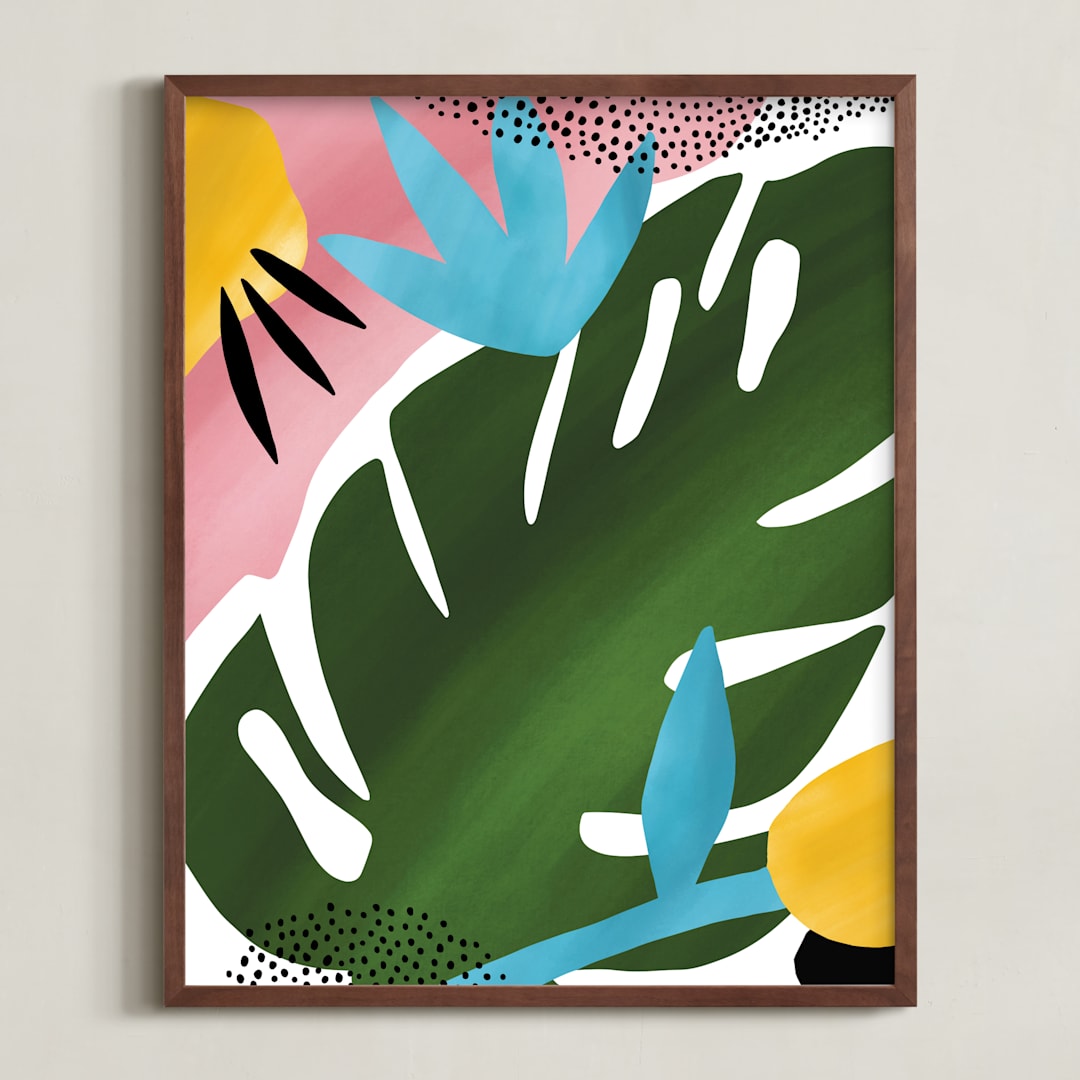 "Tropical Palm" - Art Print in Emerald by Jessica Corliss - Framed