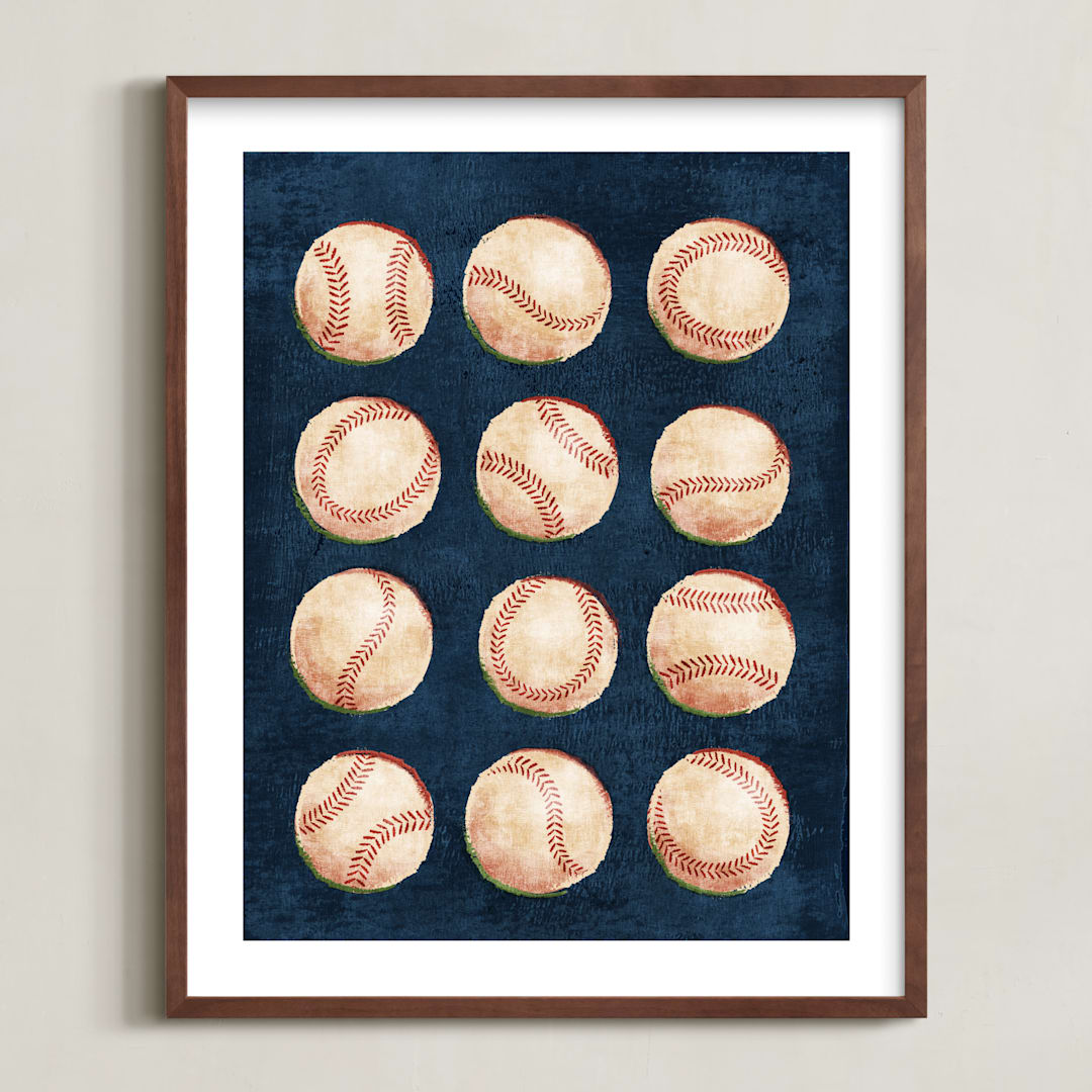 "Dinger 1 Spin Cycle" - Art Print in Navy by Kamala Nahas - Framed