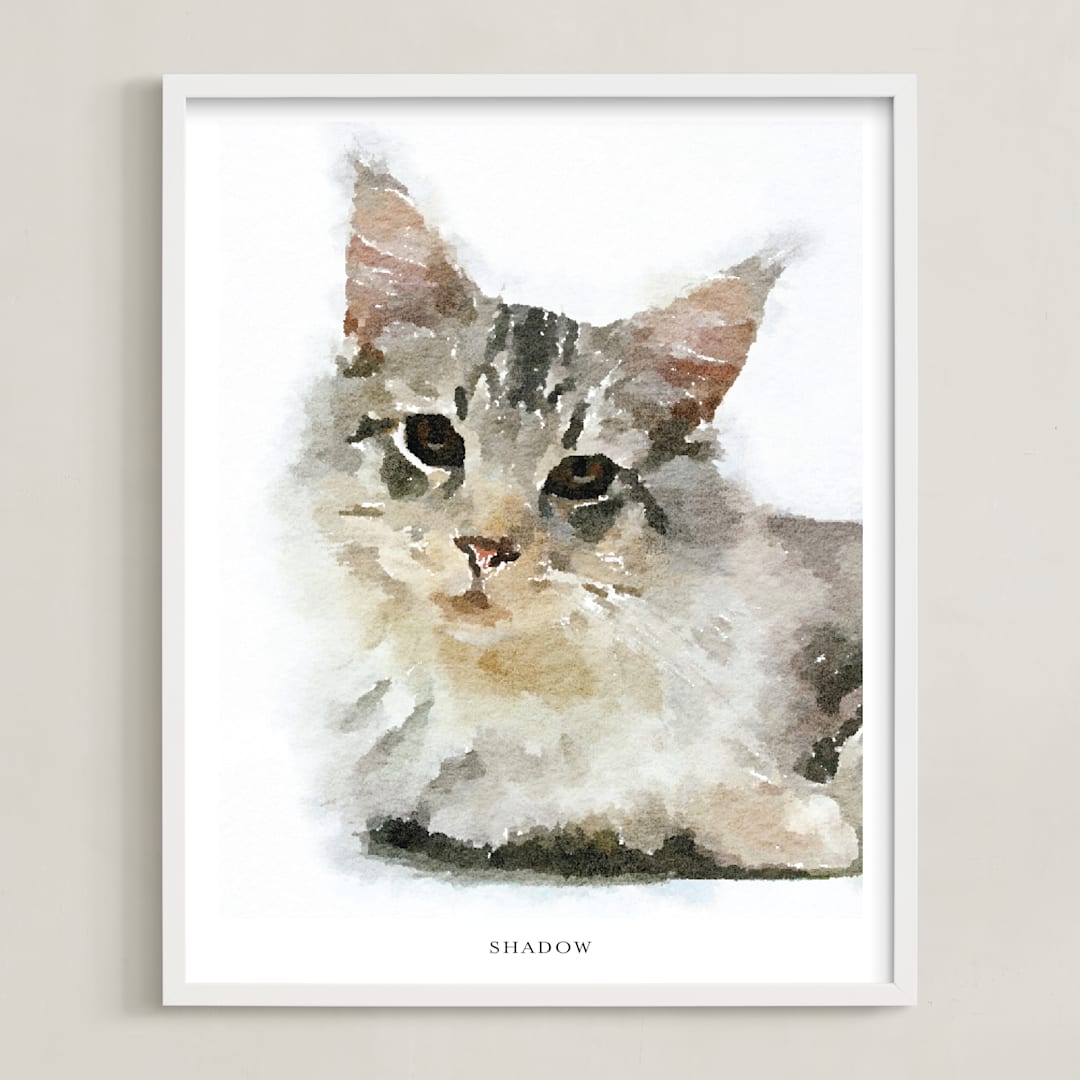 "Your Pet: Portrait Custom Text Print" - Custom Print in White by Minted - Framed