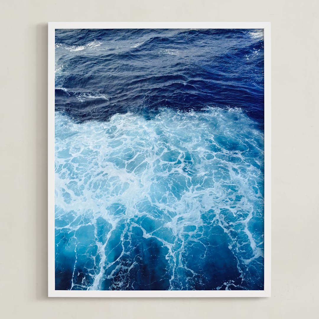 "Wavy Blue" - Art Print in Navy by Carole Crohan - CaroleeXpressions - Framed