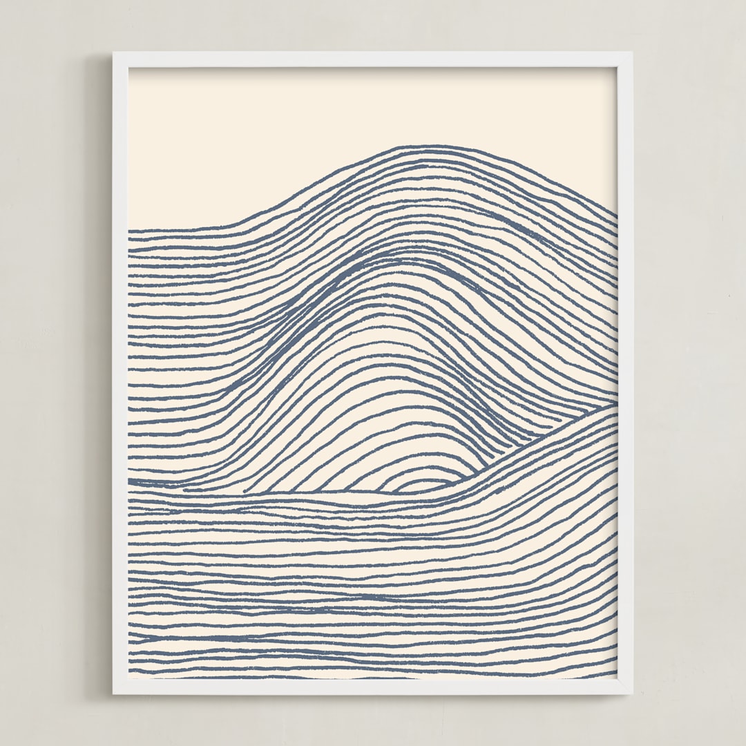"Rolling Waves I" - Art Print in Deep Ocean by Jayne Alfieri - Framed