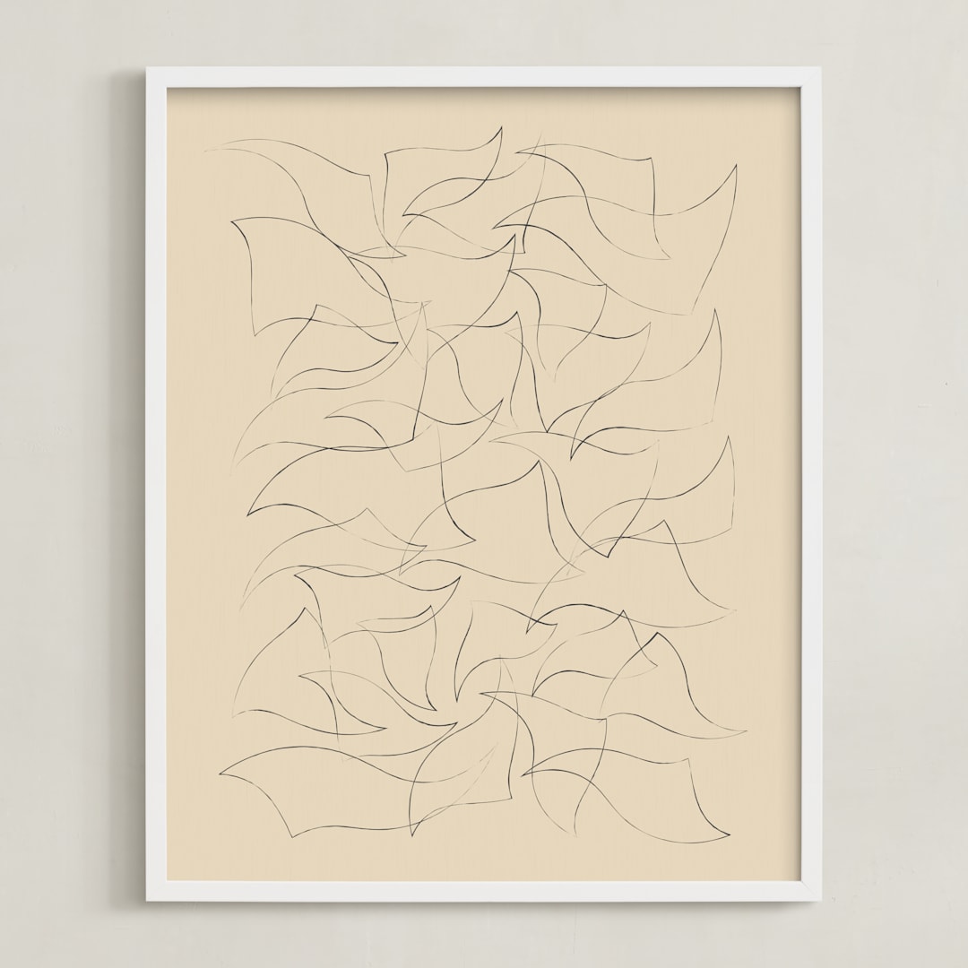 "Flock" - Art Print in Sand by Yohaku Oshima - Framed