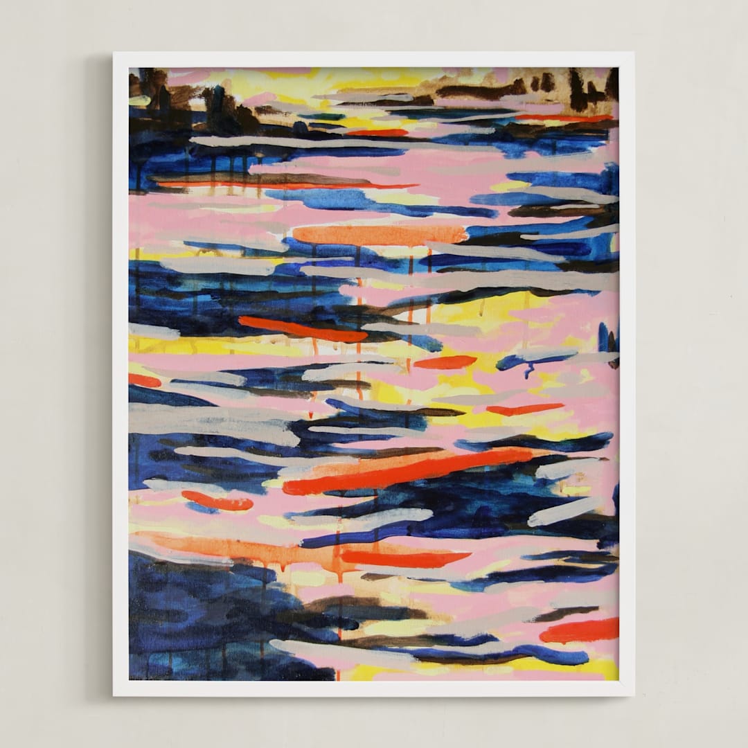 "X Flux" - Art Print in Pale Pink by Kelly Johnston - Framed